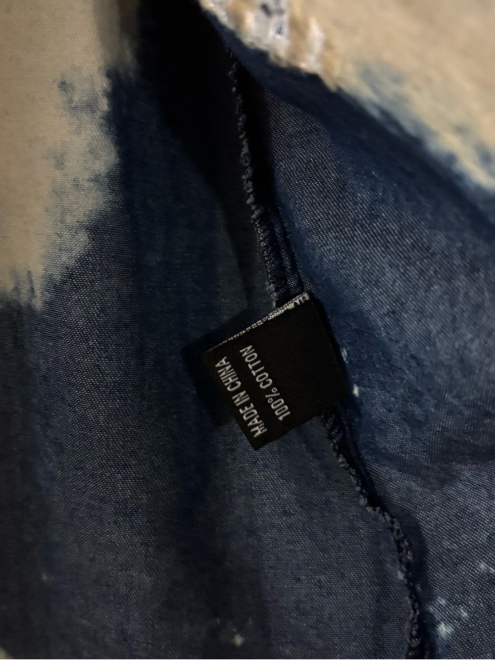 Thrill Blue and White Acid-Wash Distressed Button-Down Shirt - Picture 4 of 4
